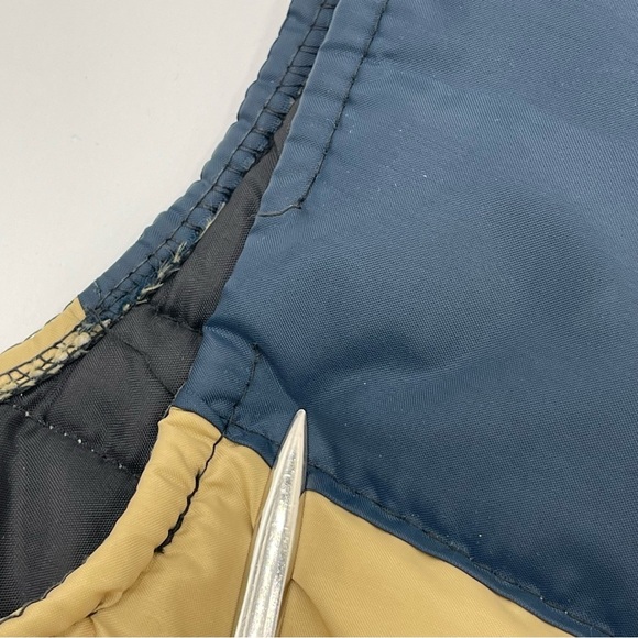 VTG 80s Puffer Vest Mens XL Blue Tan Two Tone Quilted Insulated Outdoors Snap - Picture 12 of 15